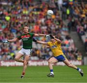 30 July 2017; Stephen Coen of Mayo in action against Niall Kilroy  of Roscommon during the GAA Football All-Ireland Senior Championship Quarter-Final match between Mayo and Roscommon at Croke Park in Dublin. Photo by Ray McManus/Sportsfile