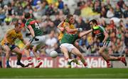 30 July 2017; Fintan Cregg of Roscommon, supported by team-mate Conor Devaney, left, tangles with Colm Boyle of Mayo as Keith Higgins, left, and Kevin McLoughlin look on during the GAA Football All-Ireland Senior Championship Quarter-Final match between Mayo and Roscommon at Croke Park in Dublin. Photo by Piaras Ó Mídheach/Sportsfile