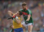 30 July 2017; David Murray of Roscommon is tackled by Aidan O'Shea of Mayo during the GAA Football All-Ireland Senior Championship Quarter-Final match between Mayo and Roscommon at Croke Park in Dublin. Photo by Ray McManus/Sportsfile