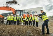 31 July 2017; The commencement of Phase Two of the Sport Ireland National Indoor Arena, which will comprise of covered synthetic pitch facilities, primarily designed for rugby, soccer and Gaelic games. This phase of the project will include the construction of an indoor pitch for soccer & Gaelic games, which can accommodate a number of sports, half sized indoor rugby pitch; and ancillary facilities including changing & player rooms, offices and meeting rooms. Construction of Phase Two is expected to take two years to complete. Pictured with An Taoiseach Leo Varadkar are, from left, Scott Walker, Director of Devlopment, IRFU, FAI Chief Executive John Delaney, Kieran Mulvey, Chairman, Sport Ireland, Mayor of Fingal Mary McCamley, Minister of State at the Department of Transport, Tourism and Sport Brendan Griffin, T.D., Minister for Transport, Tourism and Sport, Shane Ross T.D., John Treacy, CEO, Sport Ireland, Ard Stiúrthóir of the GAA Páraic Duffy and Ard Stiúrthóir Camogie Joan O'Flynn. Photo by Ramsey Cardy/Sportsfile