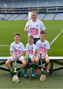 31 July 2017; In attendance is former Cork hurler and #hurlthehabit ambassador Joe Deane with his relations, from left, Cathal McGrath, nephew, age 9, Eolann Deane, son, age 6, and Cormac Deane, son, age 9, from Killeagh GAA, Co Cork, at the launch of the 2017 GAA Health & Wellbeing Theme Day, taking place on August 13th in Croke Park for the All Ireland Hurling Semi-final between Cork and Waterford. For more information, visit: www.gaa.ie/community Follow: @officialgaa or Like: www.facebook.com/officialgaa. Croke Park, in Dublin. Photo by Piaras Ó Mídheach/Sportsfile