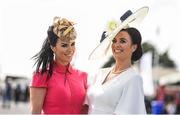 31 July 2017; Twin sisters Tara McFadden, left, and Tina McFadden from Galway City during the Galway Races Summer Festival 2017 at Ballybrit, in Galway. Photo by Cody Glenn/Sportsfile