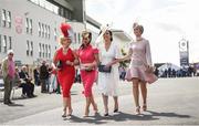 31 July 2017; Friends, from left, Valerie Cooke, Tara McFadden, Tina McFadden, and Mary Davin, all from Galway City, during the Galway Races Summer Festival 2017 at Ballybrit, in Galway. Photo by Cody Glenn/Sportsfile