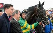 31 July 2017; Barry Geraghty and the winning connections of Le Richebourg including trainer Joseph O'Brien and owner J.P. McManus after the Galwaybayhotel.com & Radissonhotelgalway.com Novice Hurdle during the Galway Races Summer Festival 2017 at Ballybrit, in Galway. Photo by Cody Glenn/Sportsfile