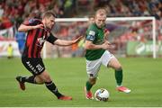 31 July 2017; Stephen Dooley of Cork City in action against George Poynton of Bohemians during the SSE Airtricity League Premier Division match between Cork City and Bohemians at Turners Cross, in Cork. Photo by David Maher/Sportsfile