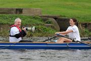 9 April 2012; Rowing Ireland, the governing body for Irish rowing that represents over 70 clubs around the country, today launched the eFlow ‘Go Row’ national grand league at the Dublin Municipal Rowing Club, Islandbridge. The grand league is a series of four major regattas taking place across the country over the coming months. Almost 1,500 athletes, 300 crews and 350 boats will participate in each regatta which is expected to draw large crowds of rowing supporters as the regattas take place on lakes around Dublin, Cork and Belfast. Pictured at the launch are Sinead Dolan, DCU Ladies Boat Club, with Minister of State at the Department of Transport, Tourism and Sport Michael Ring T.D. Dublin Municipal Rowing Club, Islandbridge, Dublin. Picture credit: David Maher / SPORTSFILE