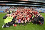 7 April 2012; The St. Mary's squad and officials celebrate with the cup. All-Ireland Colleges Senior Football Championship Final, St. Marys, Edenderry, Co. Offaly v St. Michael's, Enniskillen, Co. Fermanagh, Croke Park, Dublin. Picture credit: Ray McManus / SPORTSFILE