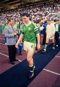 12 June 1988; Tony Galvin of Republic of Ireland makes his way out on to the pitch prior to the UEFA European Football Championship Finals Group B match between England and Republic of Ireland at Neckarstadion in Stuttgart, Germany. Photo by Ray McManus/Sportsfile