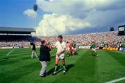 12 June 1988; Mick McCarthy of Republic of Ireland celebrates after the UEFA European Football Championship Finals Group B match between England and Republic of Ireland at Neckarstadion in Stuttgart, Germany. Photo by Ray McManus/Sportsfile