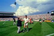 12 June 1988; Mick McCarthy of Republic of Ireland celebrates after the UEFA European Football Championship Finals Group B match between England and Republic of Ireland at Neckarstadion in Stuttgart, Germany. Photo by Ray McManus/Sportsfile