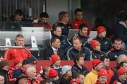 8 April 2012; Munster players and managment, including Doug Howlett and Mick O'Driscoll watch on during the game. Heineken Cup Quarter-Final, Munster v Ulster, Thomond Park, Limerick. Picture credit: Stephen McCarthy / SPORTSFILE