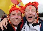 8 April 2012; Ulster supporters Brian Kelvert, from Belfast, Co. Antrim, and Andy McVeigh, from Ballyhalbert, Co. Down, right, ahead of the game. Heineken Cup Quarter-Final, Munster v Ulster, Thomond Park, Limerick. Picture credit: Stephen McCarthy / SPORTSFILE
