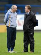 8 April 2012; The Longford manager Glenn Ryan, left, in conversation with County Secretary Peter O'Reilly before the game. Allianz Football League Division 3, Round 7, Longford v Wexford, Glennon Brothers Pearse Park, Co. Longford. Picture credit: Ray McManus / SPORTSFILE