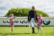 1 August 2017; Jockey Ruby Walsh with daughters Isabella, age 7, left, and Elsa, age 6, during the Galway Races Summer Festival 2017 at Ballybrit, in Galway. Photo by Cody Glenn/Sportsfile