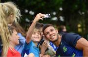 1 August 2017; Adam Byrne of Leinster with supporters during an open training session at Arklow RFC in Arklow, Co Wicklow. Photo by Ramsey Cardy/Sportsfile
