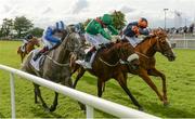1 August 2017; Eventual winner Shekiba, right, with Gary Carroll up, race ahead of Raynama, with Pat Smullen up, who finished fourth, and Moghamarah, with Chris Hayes up, who finished second, on their way to winning the Colm Quinn BMW Irish EBF  Fillies Maiden during the Galway Races Summer Festival 2017 at Ballybrit, in Galway. Photo by Cody Glenn/Sportsfile