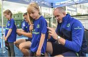 2 August 2017; Devin Toner of Leinster signs the shirt of Sophie O'Connor during a Bank of Ireland Leinster Rugby Summer Camp at Donnybrook Stadium in Donnybrook, Dublin. Photo by David Fitzgerald/Sportsfile