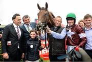 2 August 2017; Winning connections of Balko Des Flos including trainer Henry de Bromhead, far left, Eddie O'Leary of Gigginstown Stud, jockey Davy Russell and Jack O'Leary, far right, after winning the The Tote.com Galway Plate during the Galway Races Summer Festival 2017 at Ballybrit, in Galway. Photo by Cody Glenn/Sportsfile