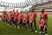 2 August 2017; Manchester United players lineup ahead of the International Champions Cup match between Manchester United and Sampdoria at the Aviva Stadium in Dublin. Photo by David Fitzgerald/Sportsfile