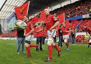 8 April 2012; Munster players Denis Hurley, left, Paul O'Connell, centre, and Keith Earls make their way out for the start of the game. Heineken Cup Quarter-Final, Munster v Ulster, Thomond Park, Limerick. Picture credit: Diarmuid Greene / SPORTSFILE