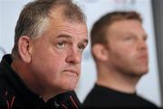 11 April 2012; Ulster head coach Brian McLaughlin speaking to the media during a press conference ahead of their Celtic League game against Connacht on Saturday. Ulster Rugby Squad Press Conference, Newforge Country Club, Belfast, Co. Antrim. Picture credit: Oliver McVeigh / SPORTSFILE