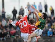 8 April 2012; Shane McAnarney, Meath, in action against Paddy Keenan, left, and Declan Byrne, Louth. Allianz Football League Division 2, Round 7, Meath v Louth, Pairc Tailteann, Navan, Co. Meath. Picture credit: Brian Lawless / SPORTSFILE