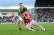11 April 2012; Pa Kilkenny, Kerry, in action against John O'Rourke, Cork. Cadbury Munster GAA Football Under 21 Championship Final, Kerry v Cork, Austin Stack Park, Tralee, Co. Kerry. Picture credit: Diarmuid Greene / SPORTSFILE