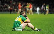 11 April 2012; Niall O'Shea, Kerry, shows his disappointment after defeat to Cork. Cadbury Munster GAA Football Under 21 Championship Final, Kerry v Cork, Austin Stack Park, Tralee, Co. Kerry. Picture credit: Diarmuid Greene / SPORTSFILE