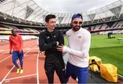 3 August 2017; Mark English of Ireland and Martyn Rooney of Great Britain ahead of the start of the 16th IAAF World Athletics Championships at the London Stadium in London, England. Photo by Stephen McCarthy/Sportsfile