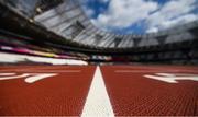 3 August 2017; A detailed view of the track ahead of the start of the 16th IAAF World Athletics Championships at the London Stadium in London, England. Photo by Stephen McCarthy/Sportsfile