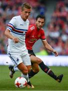 2 August 2017; Matteo Darmian of Manchester United chases down Dennis Praet of Sampdoria during the International Champions Cup match between Manchester United and Sampdoria at the Aviva Stadium in Dublin. Photo by Sam Barnes/Sportsfile