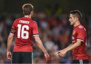 2 August 2017; Ander Herrera, right, and Michael Carrick of Manchester United during the International Champions Cup match between Manchester United and Sampdoria at the Aviva Stadium in Dublin. Photo by David Fitzgerald/Sportsfile