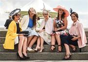 4 August 2017; Racegoers, from left, Rebecca Jackson and sister Orla Jackson, both from Kiltegan, Co Wicklow, Lorraine Booth, from Castlecomer, Co Kilkenny, Amy Cassidy, from Carron, Co Clare, and Joanne Jackson, from Kiltegan, Co Wicklow, during the Galway Races Summer Festival 2017 at Ballybrit, in Galway. Photo by Cody Glenn/Sportsfile