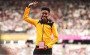 4 August 2017; Stephanie Ann McPherson of Jamaica receives her reallocated bronze medal from the womens 400m final at the 2013 Moscow Championships during day one of the 16th IAAF World Athletics Championships at the London Stadium in London, England. Photo by Stephen McCarthy/Sportsfile