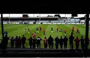 4 August 2017; A general view of spectators looking on as Cork City players warm up before the start of the SSE Airtricity League Premier Division match between Drogheda United and Cork City at United Park in Louth. Photo by David Maher/Sportsfile