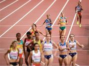4 August 2017; Margherita Magnani of Italy and Georgia Griffith of Australia approach the finish line during round one of the Women's 1500m event during day one of the 16th IAAF World Athletics Championships at the London Stadium in London, England. Photo by Stephen McCarthy/Sportsfile