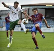4 August 2017; Garry Buckley of Cork City in action against Jake Hyland of Drogheda United during the SSE Airtricity League Premier Division match between Drogheda United and Cork City at United Park in Louth. Photo by David Maher/Sportsfile