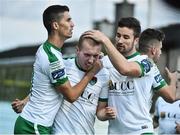 4 August 2017; Stephen Dooley, centre, of Cork City celebrates after scoring his side's first goal with teammates Shane Griffin and Georoid Morrissey during the SSE Airtricity League Premier Division match between Drogheda United and Cork City at United Park in Louth. Photo by David Maher/Sportsfile