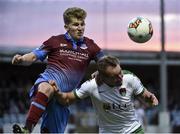 4 August 2017; Lloyd Buckley of Drogheda United in action against Achille Champion of Cork City during the SSE Airtricity League Premier Division match between Drogheda United and Cork City at United Park in Louth. Photo by David Maher/Sportsfile