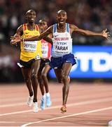 4 August 2017; Mo Farah of Great Britain celebrates winning the final of the Men's 10,000m event during day one of the 16th IAAF World Athletics Championships at the London Stadium in London, England. Photo by Stephen McCarthy/Sportsfile