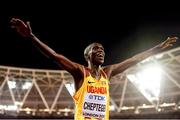 4 August 2017; Joshua Kiprui Cheptegei of Uganda celebrates after finishing second in the final of the Men's 10,000m event during day one of the 16th IAAF World Athletics Championships at the London Stadium in London, England. Photo by Stephen McCarthy/Sportsfile