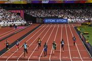 5 August 2017; Brian Gregan of Ireland, third from right, approaches the line to finished third in round 1 of the Men's 400m event during day two of the 16th IAAF World Athletics Championships at the London Stadium in London, England. Photo by Stephen McCarthy/Sportsfile