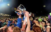 11 April 2012; Cavan players celebrate with the Irish News cup after the game. Cadbury Ulster GAA Football Under 21 Championship Final, Tyrone v Cavan, Brewster Park, Enniskillen, Co. Fermanagh. Picture credit: Oliver McVeigh / SPORTSFILE