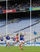 15 April 2012; Cillian O'Connor, Mayo, kicks the equalising score from a free kick to send the game into extra time. Allianz Football League Division 1 Semi-Final, Kerry v Mayo, Croke Park, Dublin. Picture credit: Brendan Moran / SPORTSFILE