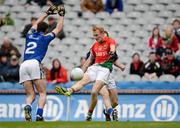 15 April 2012; Richie Feeney, Mayo, kicks the winning point against Kerry during extra time. Allianz Football League Division 1 Semi-Final, Kerry v Mayo, Croke Park, Dublin. Picture credit: Brendan Moran / SPORTSFILE