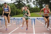 5 August 2017; Anna MCauley, centre, Ireland, on her way to winning the Under18 Girl's 100m Hurdles event, during the Celtic Games Track and Field at Morton Stadium in Santry, Dublin. Photo by Tomás Greally/Sportsfile