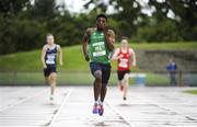 5 August 2017; Tony Obubote, Ireland, on his way to winning thw Under 18 Boy's 400m event, during the Celtic Games Track and Field at Morton Stadium in Santry, Dublin. Photo by Tomás Greally/Sportsfile
