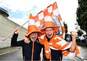 5 August 2017; Armagh supporters, 10 year old Tom, left, and 11 year old Finn Fox, from Maghery, ahead of the GAA Football All-Ireland Senior Championship Quarter-Final match between Tyrone and Armagh at Croke Park in Dublin. Photo by Ramsey Cardy/Sportsfile