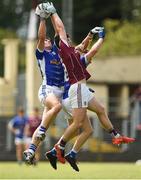 5 August 2017; James Smith of Cavan, left, catches a high ball ahead of team-mate Ruairi Curran and Evan Murphy of Galway during the Electric Ireland All-Ireland GAA Football Minor Championship Quarter-Final match between Cavan and Galway at Páirc Seán Mac Diarmada in Carrick-on-Shannon, Leitrim. Photo by Barry Cregg/Sportsfile