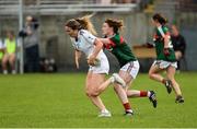 5 August 2017; Roisin Byrne of Kildare in action against Aileen Gilroy of Mayo during the TG4 All Ireland Senior Championship - Qualifier 4 match between Mayo and Kildare at Duggan Park in Ballinasloe, Co. Galway. Photo by Diarmuid Greene/Sportsfile